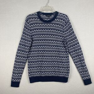 Banana Republic Men's Size Small Wool Sweater Blue Stripe Pullover Crew